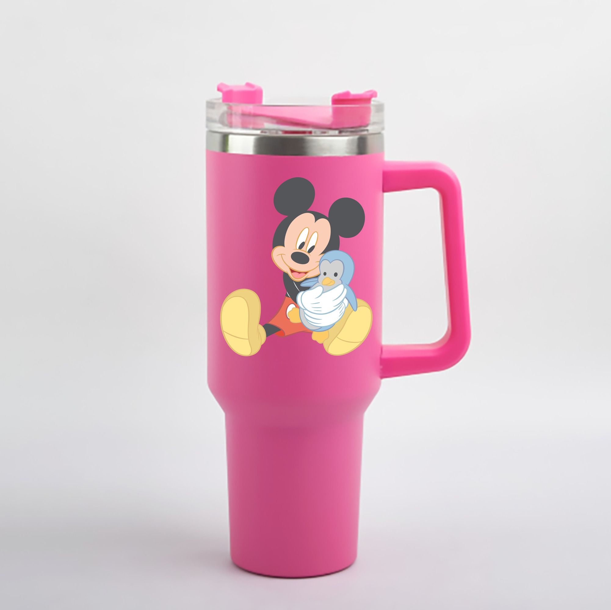 （画像用） ミッキーマウス Mickey Mouse 1200mL車用タンブラー - クリスタルステッカー（プラスチックストロー付き）